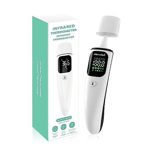 MomMed Fieberthermometer Ohr Und Stirn mit Alterswahleinstellung,Fieberthermometer Kontaktlos für Baby Kinder Erwachsene,Infrarot Fieberthermometer Stirn mit Fieberalarm und SpeicherrüCkruffunktion von MOMMED