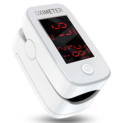 Pulsoximeter, Sauerstoffsättigung Messgerät Finger, Fingeroximeter, SpO2 Fingerpulsoximeter mit LED-Anzeige, Herzfrequenzmesser für Heim und Sport,Sauerstoffsättigungsmonitor für Erwachsene und Kinder von MOMMED