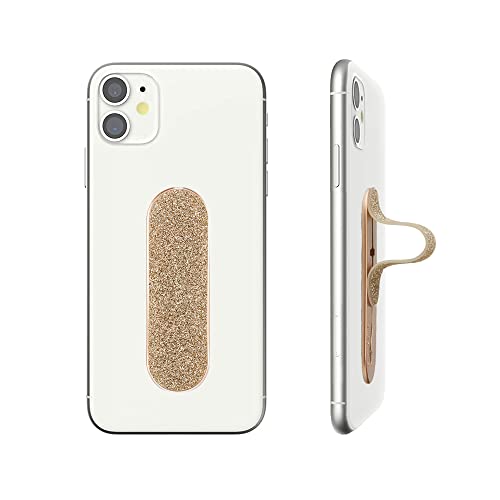 Momostick Flatstick - Smartphone Fingerhalter - Selfie Handyhalter - Handy Fingerhalterung Handy Halter Ständer Griff - Handy Halterung Handy Ring - Finger Handy Griff (Glitzer Gold) von MOMO STICK