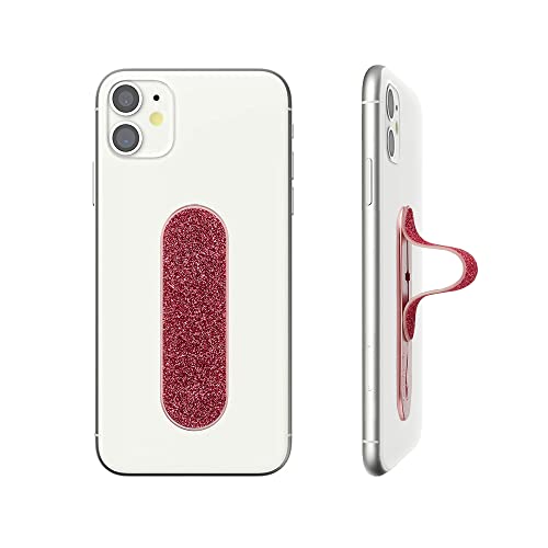Momostick Flatstick - Smartphone Fingerhalter - Selfie Handyhalter - Handy Fingerhalterung Handy Halter Ständer Griff - Handy Halterung Handy Ring - Finger Handy Griff (Glitzer Hot Pink) von MOMO STICK