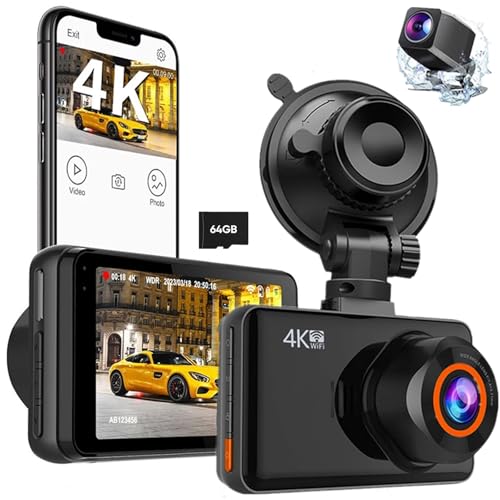 Dashcam Auto Vorne Hinten Dasch cam 4K+1080P WiFi AutoKamera mit 64G SD Karte, 3" IPS-Bildschirm Dashcam mit App Steuerung, 170°Ultraweitwinkel Nachtsicht,G-Sensor, Loop-Aufnahme, Parküberwachung Dashcam Auto Vorne Hinten Dasch cam 4K+1080P WiFi AutoKamera mit 64G SD Karte, 3" IPS-Bildschirm Dashcam mit App Steuerung, 170°Ultraweitwinkel Nachtsicht,G-Sensor, Loop-Aufnahme, Parküberwachung von MOMOTOU