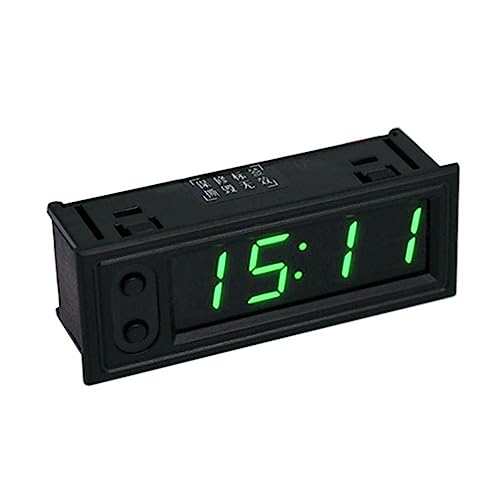 MOMOTOU 3 in 1 5-50 V DIY Auto Digital Mini Clock mit Thermometer Voltmeter Messgerät Elektronische Uhr LED Digitalanzeige Auto Sleep Dimming Backlit Monitor Panel Meter (Green) von MOMOTOU