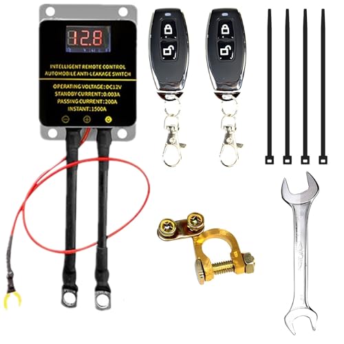 MOMOTOU Ferngesteuerter Auto Batterie Trennung Schalter Relais mit LED Digital Voltmeter Display 12V 200A Trennschalter Anti-Diebstahl-Schalter Ausschalten mit Fernbedienung für Automobil von MOMOTOU