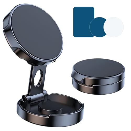 MOMOTOU Magnetisch Handyhalterung Auto 720° Klappbarer mit 6 Starke Magnet Runde Metall Autotelefonhalter mit Alle Smartphones von MOMOTOU