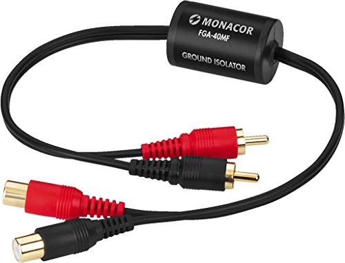 MONACOR FGA-40MF Professioneller Massetrennfilter, kleine Bauform, zur Vermeidung von Signalstörungen und Brummschleifen, 2 Cinch-Buchsen und 2 Stecker, schwarz, 21.3050 von MONACOR