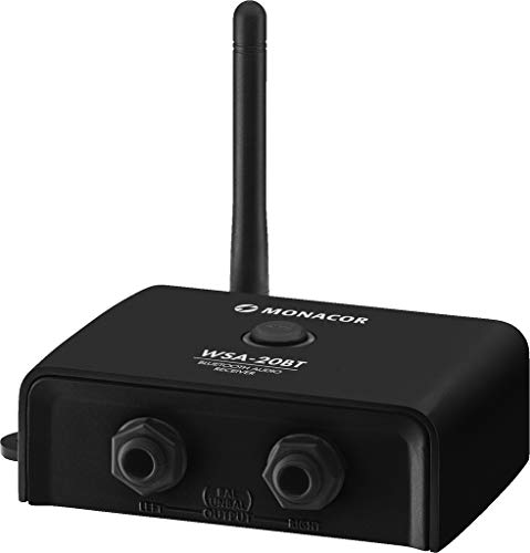 MONACOR WSA-20BT Bluetooth-Audio-Empfänger für die Musik-Wiedergabe von mobilen Zuspielgeräten, schwarz von MONACOR
