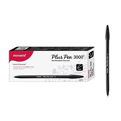 Office Supply Store Monami Plus 3000 Office Sign Pen Felt Tip Water Based Ink Color Pen Complete Black Dozen Box von MONAMI