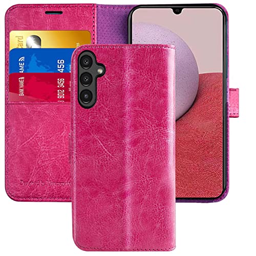 MONASAY Samsung Galaxy A34 Hülle 5G Handyhülle 6.6 Zoll,[Schutzfolie][Kartenfach][Standfunktion][Magnet],Stoßfeste Schutzhülle,Premium Leder Flip Case für Samsung Galaxy A34, Hot Rose von MONASAY