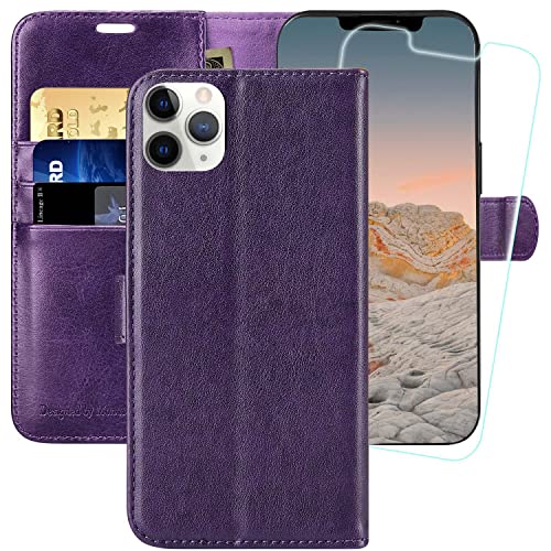 MONASAY Hülle Fit für Apple iPhone 12 Pro Max 5G Handyhülle 6.7 Zoll,[Schutzfolie][Kartenfach][Standfunktion][Magnet][RFID Schutz],Stoßfeste Schutzhülle,Premium Leder Flip Case, Violett von MONASAY