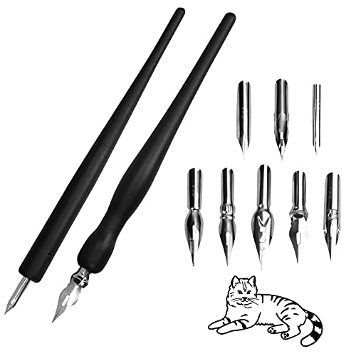 MONCAP 10TLG Federhalter und Halter Set Manga Cartoon Comic Dip Pen mit Stifthaltern Schreibfedern Kalligraphie Stift Ersatzspitzen Zeichenfeder für Karikaturisten Künstler Designer von MONCAP