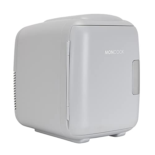 MONCOOK Mini-Kühlschrank für Schlafzimmer – Kleine, tragbare und leise Mini-Kühlschränke für Hautpflege – Kühl- und Wärmefunktion – Perfekt für Zuhause, Büro, Auto oder Reisen - 14L - Grau Mono von MONCOOK