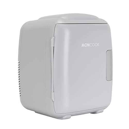 MONCOOK Mini-Kühlschrank für Schlafzimmer – Kleine, tragbare und leise Mini-Kühlschränke für Hautpflege – Kühl- und Wärmefunktion – Perfekt für Zuhause, Büro, Auto oder Reisen - 9L - Grau Mono von MONCOOK