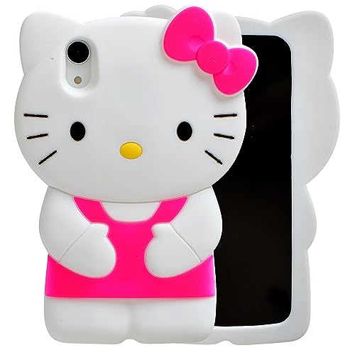 MONEHOYSY Cartoon Case for iPhone XR 6.1 inches, Fashion Cute 3D Cute Kitty Kawaii Soft Silicone Animal Protective Gel Shockproof Gel Back Cover for Kids Women Girls Boys (XR 6.1 inch, Hot Pink) von MONEHOYSY