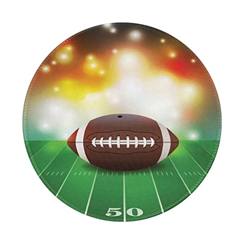 Mauspad / Mauspad mit American Football auf Gras, rund, 20,3 cm mit genähtem Rand zum Arbeiten und Spielen von MONIKAR