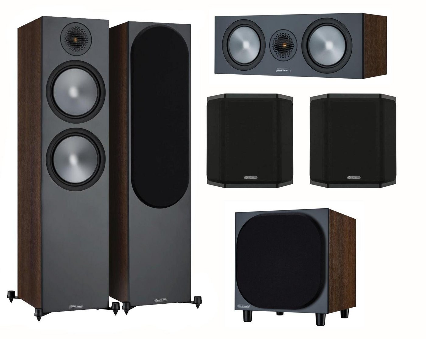 MONITOR AUDIO Heimkinosystem Bronze 6G Cinema 500 Walnuss Lautsprecher-Set 5.1 (nicht zutreffend, 5.1 Heimkino Set) von MONITOR AUDIO