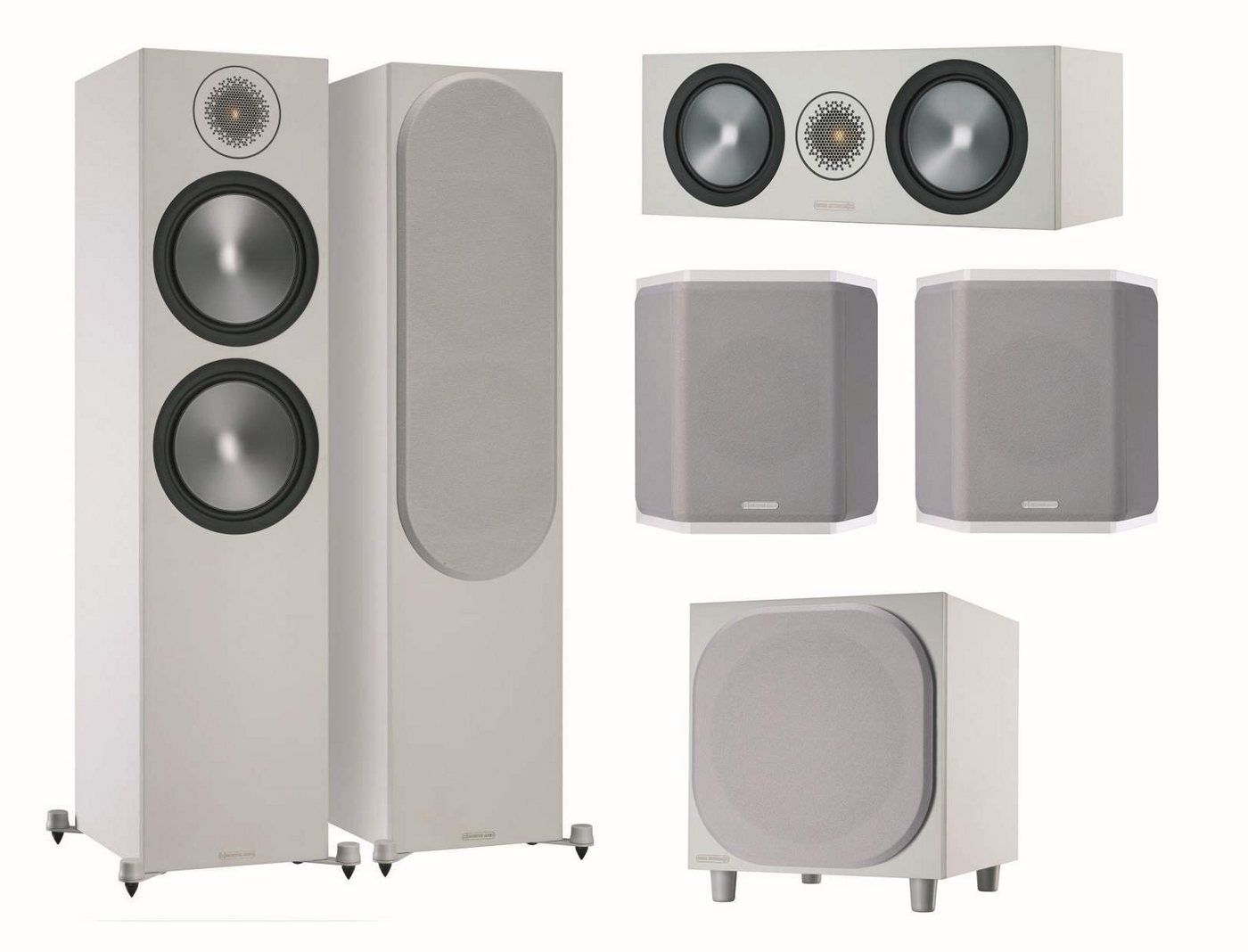 MONITOR AUDIO Heimkinosystem Bronze 6G Cinema 500 weiß/grau Lautsprecher-Set 5.1 (nicht zutreffend, 5.1 Heimkino Set) von MONITOR AUDIO