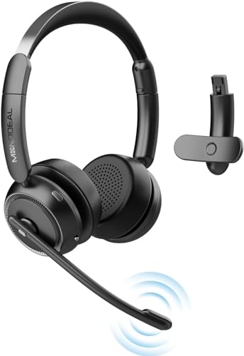 Bluetooth Headset mit Mikrofon, Wireless Headset mit AI-Geräuschunterdrückung Und Stummschalttaste, 45 Stunden Anrufe, Headset Bluetooth V5.2 für PC Büro Callcenter Zoom Microsoft Skype Telefon von MONODEAL