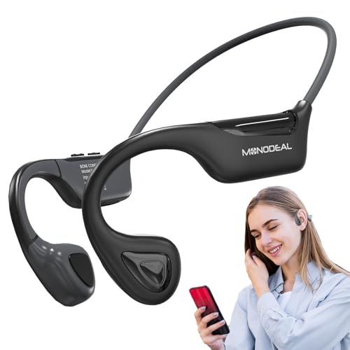 MONODEAL Knochenschall Kopfhörer Bluetooth, Open Ear Kopfhörer Kabellos, 5.3 Sport Bone Conduction Kabellos IPX7 wasserdichte Schweißfeste Sportkopfhörer für Läufer Fahrrad Radfahren Fitness von MONODEAL