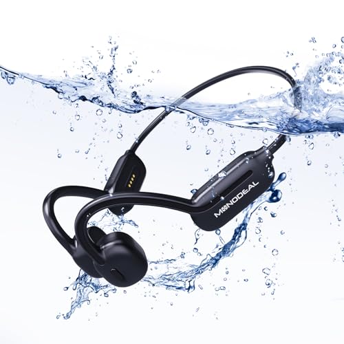 MONODEAL Kopfhörer Schwimmen, IP68 Knochenschall Kopfhörer Bluetooth 5.3 Bone Conduction Kabellos Schwimmen Eingebaute 32GB MP3-Player Speicher, Open-Ear Kopfhörer für Schwimmen Laufen von MONODEAL