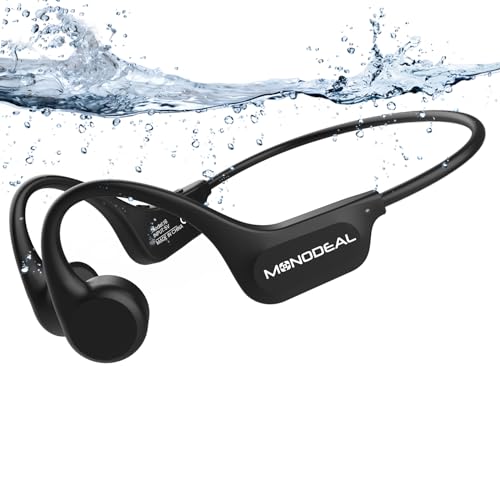 MONODEAL Kopfhörer Schwimmen, IP68 Knochenschall Kopfhörer Bluetooth 5.3 Sport Bone Conduction Kabellos Schwimmen Eingebaute 32GB MP3-Player Speicher, Open Ear Kopfhörer für Schwimmen Laufen… von MONODEAL