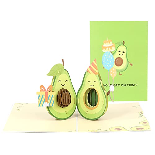 MONOJLY 3D Up Avocado Geburtstagskarte Faltbare Grußkarte Festival Urlaub Papierkarten für Geburtstag Hochzeit Neujahr von MONOJLY