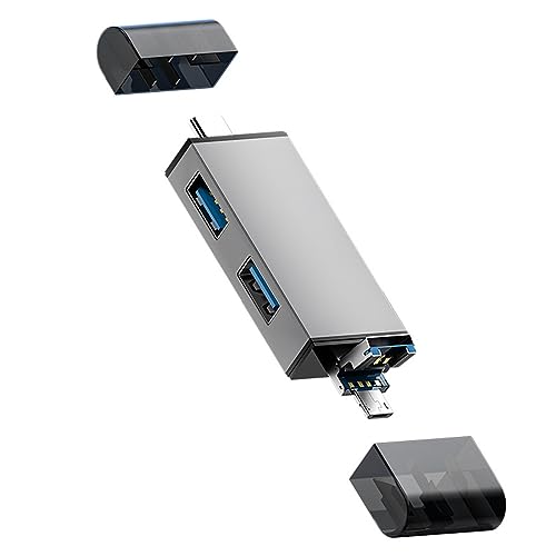 MONOJLY 7-in-1-Kartenleser-Hub für USB-, Typ-C- und Micro-USB-Geräte, USB 2.0 + USB 3.0 Hub, OTG-Funktion von MONOJLY
