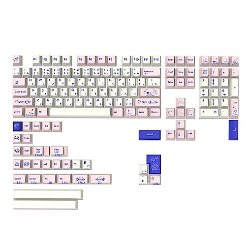 MONOJLY PBT Keycaps 145 Pussycat Theme Dye Sublimation Pink Keycap Set CherryProfile Personalisiert für Mädchen Mechanische Tastatur von MONOJLY