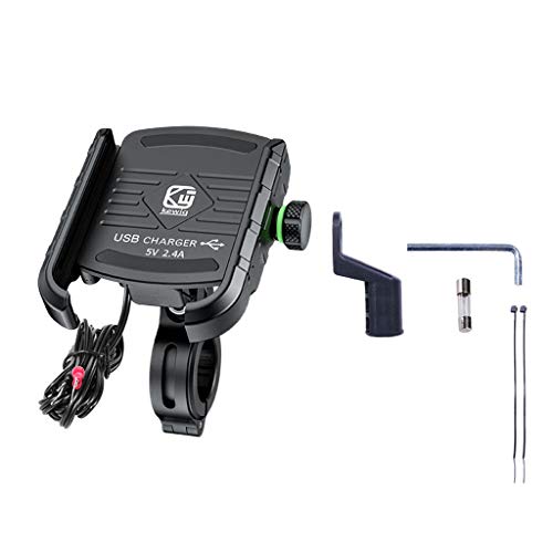 MONOJLY Wasserdichte 12V-90V Motorrad Handyhalterung E-Bike Lenker Rückspiegel Handy Halterung Ständer mit 2,4 A USB-Ladegerät MONOJLY Wasserdichte 12V-90V Motorrad Handyhalterung E-Bike Lenker Rückspiegel Handy Halterung Ständer mit 2,4 A USB-Ladegerät von MONOJLY