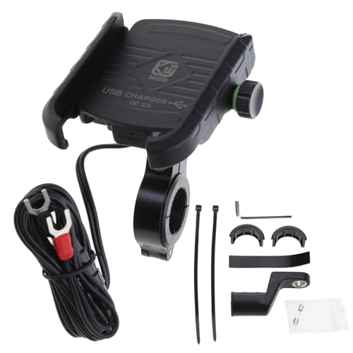 MONOJLY Wasserdichte Motorrad-Lenkerspiegel-Handyhalterung für Motorrad, 360 Grad, mit QC 3.0 USB-Ladegerät von MONOJLY