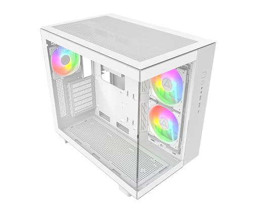 MONTECH King 65 PRO ATX Mid Tower Gaming PC Gehäuse, Dual Chamber, High Airflow Mesh Panels, Unterstützt RTX 40 Series, 3 vorinstallierte ARGB Lüfter, werkzeugloser Zugang - Weiß MONTECH King 65 PRO ATX Mid Tower Gaming PC Gehäuse, Dual Chamber, High Airflow Mesh Panels, Unterstützt RTX 40 Series, 3 vorinstallierte ARGB Lüfter, werkzeugloser Zugang - Weiß von Montech