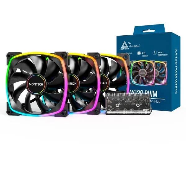 Montech Lüfter 3er Pack AX120 PWM, 120mm, Schwarz von MONTECH
