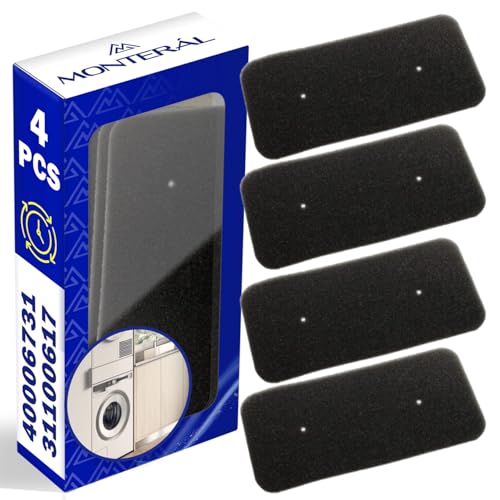 4 Stück Schwammfilter für Trockner 40006731 für Candy und Hoover, Größe 269 x 123 x 10 mm, Filter für Wäschetrockner MONTERAL von MONTERAL