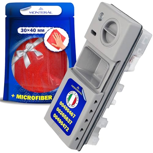 Waschmittel Spender Typ 100998 für Geschirrspüler mit Originalcode 00490467 00265837 00490472 für Bosch für Siemens - Komplett mit Microfasertuch – MADE IN ITALY - Garantie 10 Jahre – MONTERAL von MONTERAL