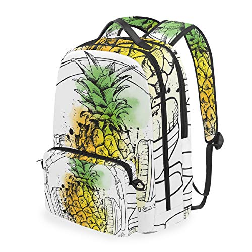 MONTOJ Campus Rucksack mit abnehmbarer Kreuztasche mit Ananas mit Kopfhörern von MONTOJ