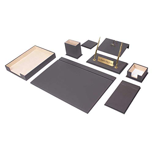MOOG Schreibtisch-Set aus grauem Leder – Schreibtischunterlage – Notizpapierhalter – Stifthalter – Lederuntersetzer – Schreibtischzubehör – Schreibtisch-Organizer, grau (010)… von MOOGCO