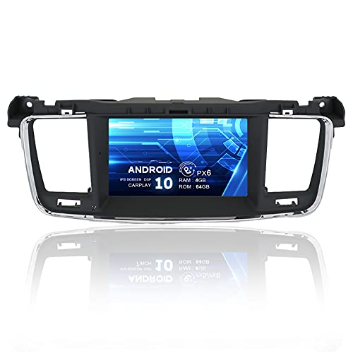 MOOKAKA Android 10 Autoradio 1 din GPS Navigation für Peugeot 508 2011-2017 Autoradio Multimedia Player mit Wireless Carplay Bluetooth WiFi DSP 7 Zoll Head Unit (PX6 6 Core 4+64GB) von MOOKAKA