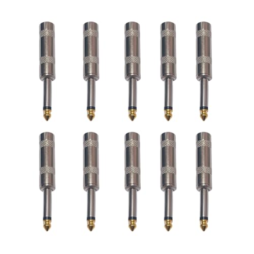 10 x 6,35 mm Stereo-TS-Stecker auf Klinkenstecker für Mischpult, Verstärker, Subwoofer 10 x 6,35 mm Stereo-TS-Stecker auf Klinkenstecker für Mischpult, Verstärker, Subwoofer von MOOKEENONE