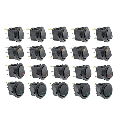 MOONDAME 20 Stücke 12 V Für wasserdichte Runde Wippschalter Auto Boot LED Beleuchtet Licht Kippschalter EIN/AUS Schwarz von MOONDAME