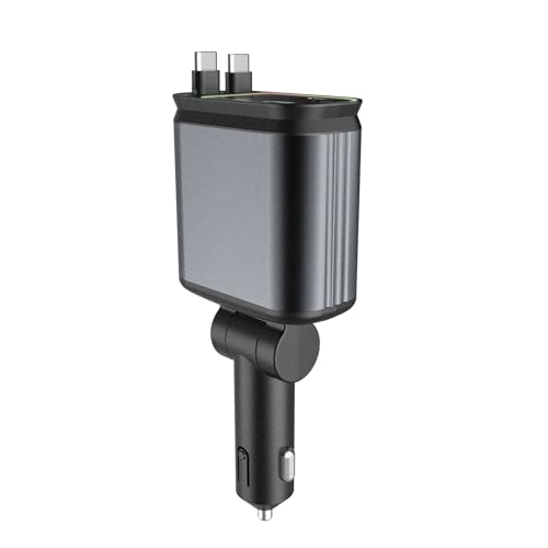 MOONDAME 4-in-1-Doppel USB C Und USB A Autoladegerät Mit Sternenprojektor Licht Und Kabel Um 180 Grad Verstellbarer Autoladeadapter von MOONDAME