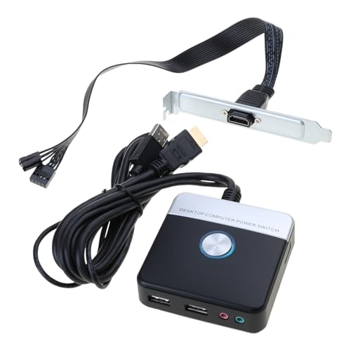 MOONDAME Desktop Computer Power Switcher Reset Taste Mit Doppelten USB Schnittstellen LED Licht Für Home Offices Internet Room von MOONDAME