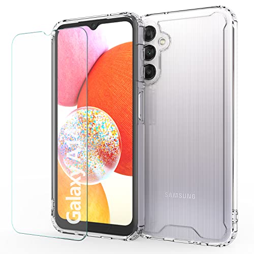 MOONESS Hülle kompatibel mit Samsung Galaxy A14 4G / 5G 6,6 Zoll,Handyhülle für Samsung Galaxy A14 4G / 5G mit Schutzfolie,Silikon TPU mit PC Schutzhülle Backcover - Transparent von MOONESS