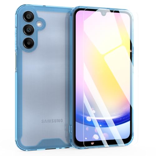 MOONESS Hülle kompatibel mit Samsung Galaxy A25 5G 6,5 Zoll,Handyhülle für Samsung Galaxy A25 5G mit Schutzfolie,Silikon TPU mit PC Schutzhülle Backcover - Bleu von MOONESS