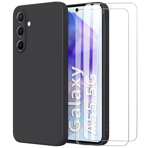 MOONESS Hülle kompatibel mit Samsung Galaxy A55 5G 6,6 Zoll,Handyhülle für Samsung Galaxy A55 5G mit 2 Stück Schutzfolie,Liquid Silikon TPU Schutzhülle Dünn Backcover - Schwarz MOONESS Hülle kompatibel mit Samsung Galaxy A55 5G 6,6 Zoll,Handyhülle für Samsung Galaxy A55 5G mit 2 Stück Schutzfolie,Liquid Silikon TPU Schutzhülle Dünn Backcover - Schwarz von MOONESS