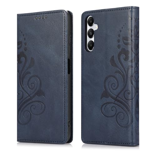 MOONESS Schutzhülle für Samsung Galaxy A05s 4G (6,7 Zoll) Hülle Leder,Handyhülle für Samsung Galaxy A05s 4G,Magnetisch Prägung PU Leder Tasche Case für Samsung Galaxy A05s 4G - Blau von MOONESS