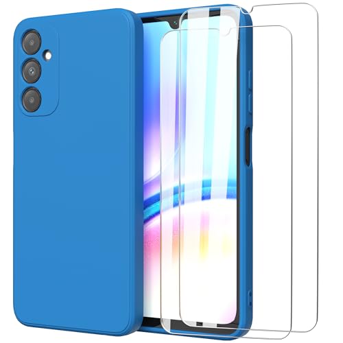 MOONESS kompatibel mit Samsung Galaxy A05s 6,7 Zoll Hülle,Handyhülle für Samsung Galaxy A05s 6,7 Zoll mit 2 Stück Schutzfolie,Liquid Silikon TPU Schutzhülle Dünn Backcover - Bleu von MOONESS
