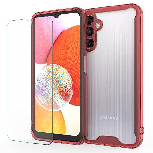 MOONESS kompatibel mit Samsung Galaxy A14 4G / 5G Hülle,Handyhülle für Samsung Galaxy A14 4G mit Schutzfolie,Silikon TPU mit PC Schutzhülle Backcover - Rot von MOONESS