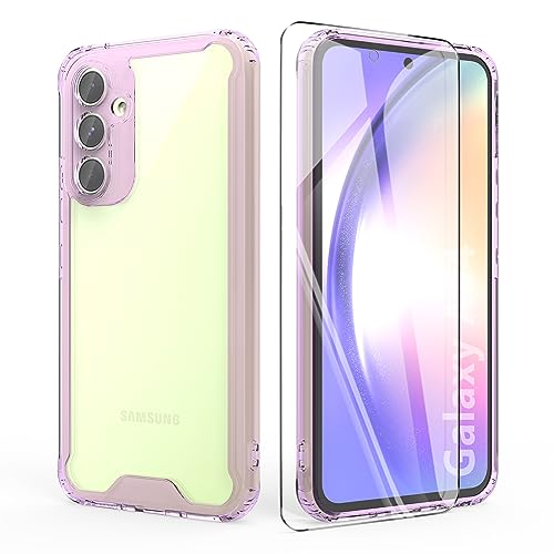 MOONESS kompatibel mit Samsung Galaxy A54 5G Hülle,Handyhülle für Samsung Galaxy A54 5G mit Schutzfolie,Silikon TPU mit PC Schutzhülle Backcover - Lila von MOONESS