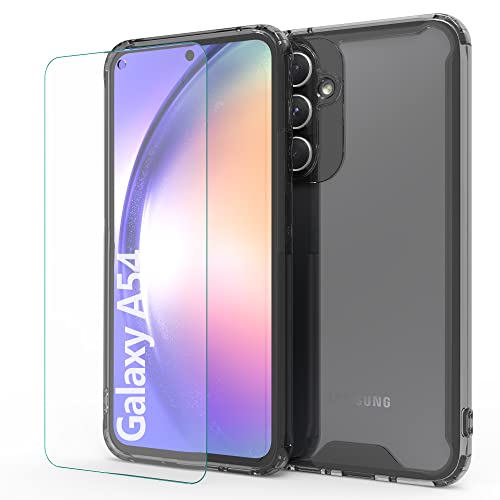 MOONESS kompatibel mit Samsung Galaxy A54 5G Hülle,Handyhülle für Samsung Galaxy A54 5G mit Schutzfolie,Silikon TPU mit PC Schutzhülle Backcover - Schwarz von MOONESS