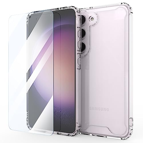 MOONESS kompatibel mit Samsung Galaxy S23 5G Hülle,Handyhülle für Samsung Galaxy S23 5G mit Schutzfolie,Silikon TPU mit PC Schutzhülle Backcover - Transparent von MOONESS