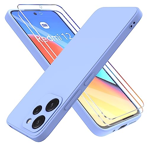 MOONESS kompatibel mit Xiaomi Redmi 12 4G / 5G 6,79 Zoll Hülle,Handyhülle für Xiaomi Redmi 12 4G / 5G mit 2 Stück Schutzfolie,Liquid Silikon TPU Schutzhülle Dünn Backcover - Violett MOONESS kompatibel mit Xiaomi Redmi 12 4G / 5G 6,79 Zoll Hülle,Handyhülle für Xiaomi Redmi 12 4G / 5G mit 2 Stück Schutzfolie,Liquid Silikon TPU Schutzhülle Dünn Backcover - Violett von MOONESS